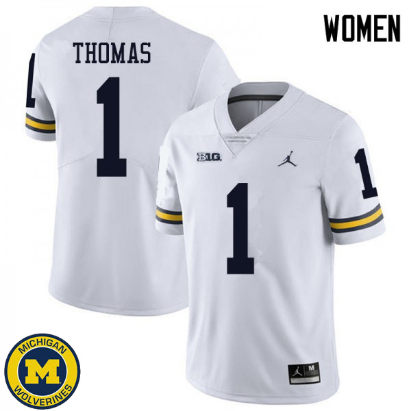 Women's University of Michigan #1 Ambry Thomas White Jordan Brand Player Jersey